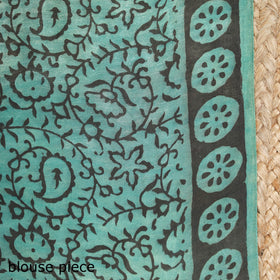 Green - Modal Silk Hand Block Print Bagru Saree 10