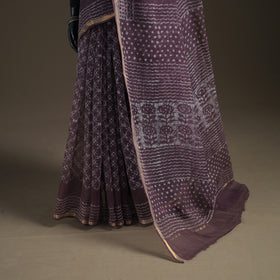 Batik Hand Block Print Kota Doria Cotton Saree 18