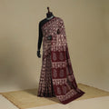 Brown - mul cotton hand batik saree 63 - handcrafted