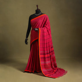 Red - handwoven cotton begumpuri saree 06 - handcrafted
