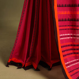 Red - handwoven cotton begumpuri saree 06 - handcrafted