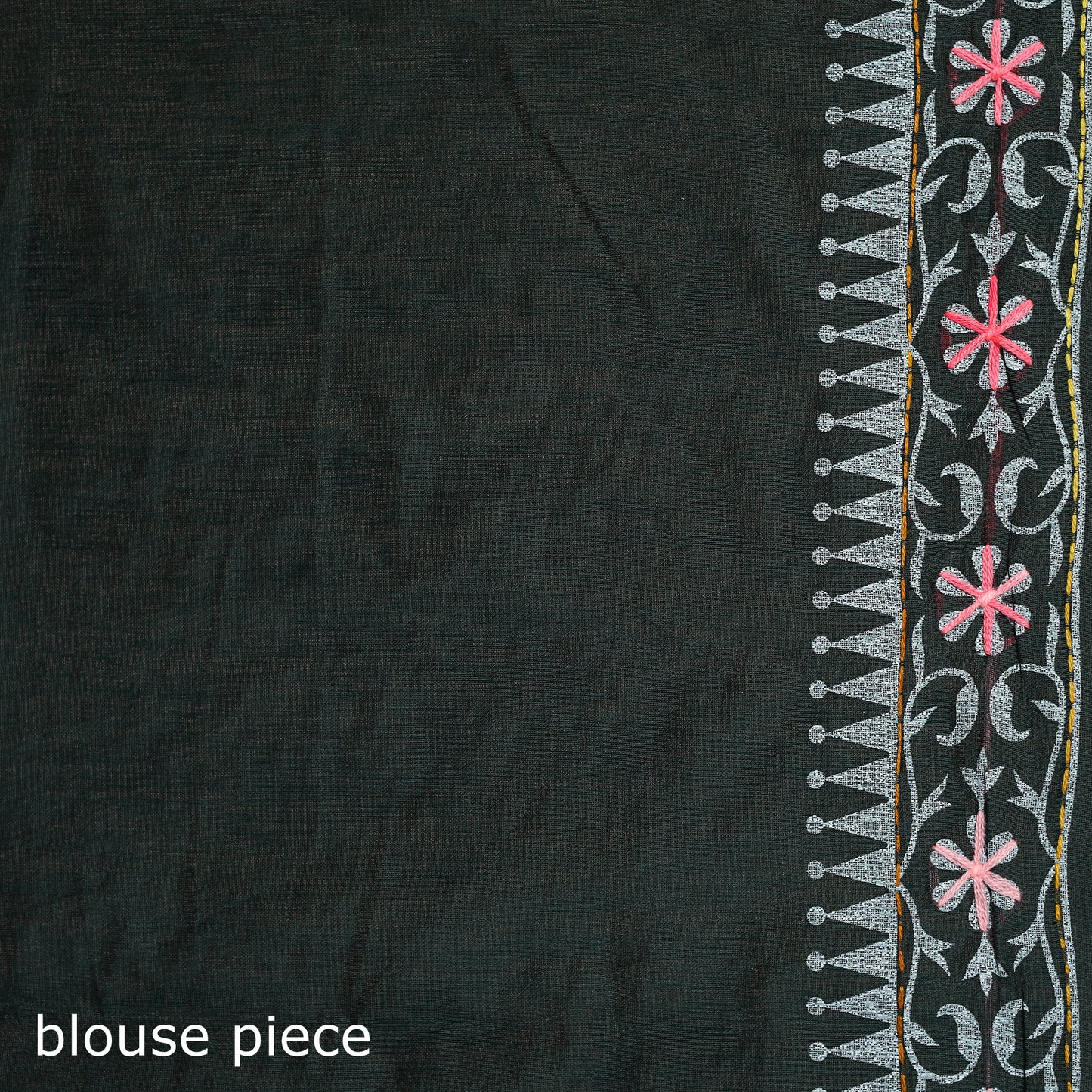Green - Phulkari Hand Embroidered Chanderi Silk Chapa Work Saree 24