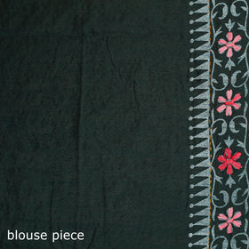 Green - Phulkari Hand Embroidered Chanderi Silk Chapa Work Saree 25