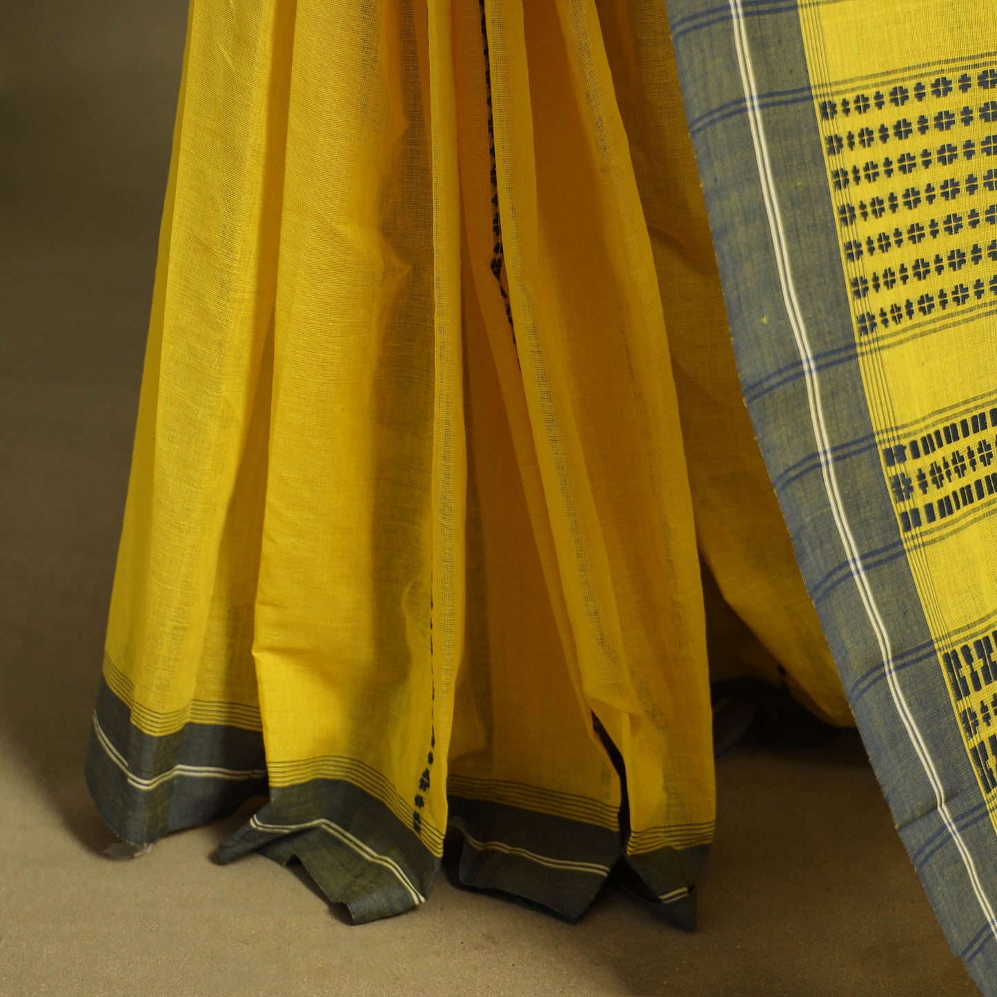 Yellow - handwoven cotton begumpuri saree 07 - handcrafted
