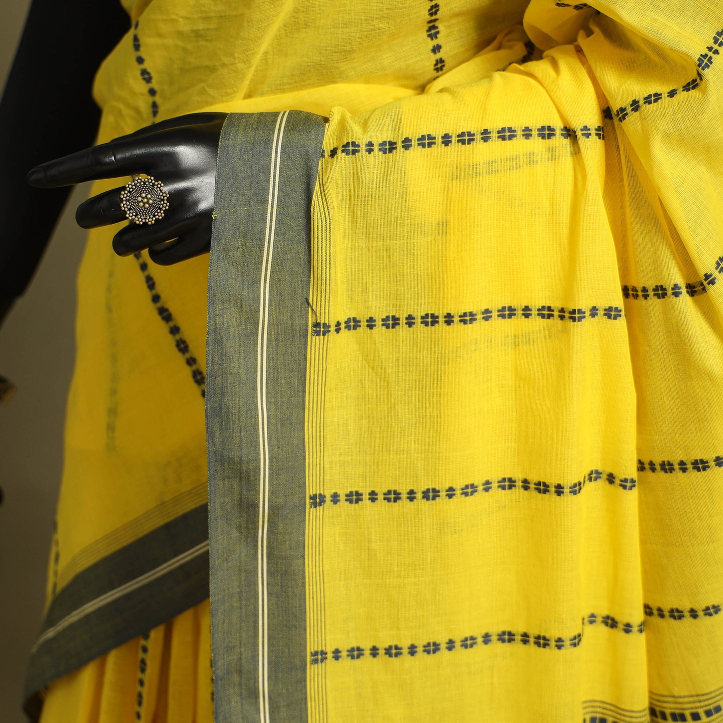 Yellow - handwoven cotton begumpuri saree 07 - handcrafted