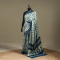 Blue - Modal Silk Hand Block Print Bagru Saree 14