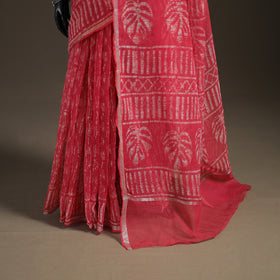 Batik hand block print kota doria cotton saree