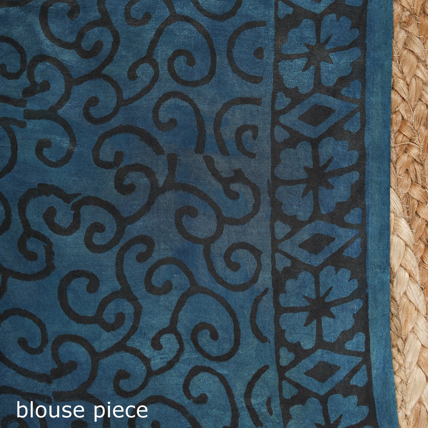 Blue - Modal Silk Hand Block Print Bagru Saree 14