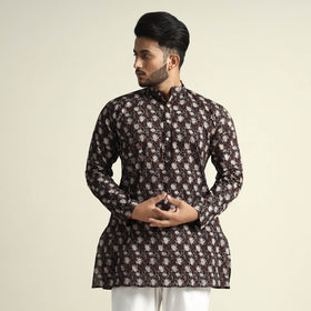  Bagru Block Printed Cotton Men Short Kurta 