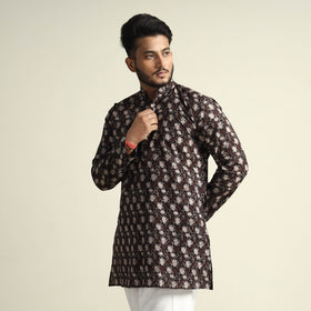  Bagru Block Printed Cotton Men Short Kurta 