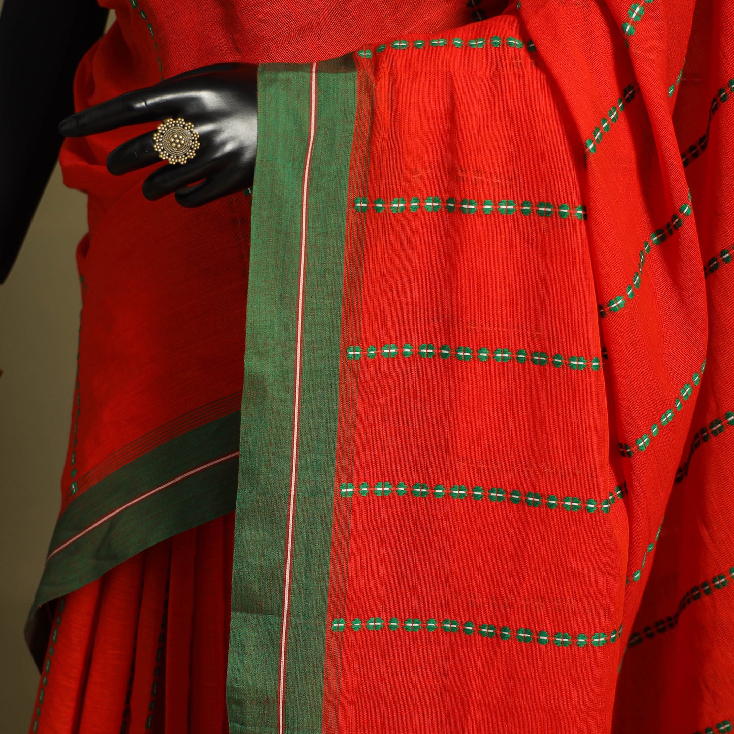 Red - handwoven cotton begumpuri saree 08 - handcrafted