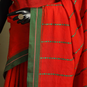 Red - handwoven cotton begumpuri saree 08 - handcrafted