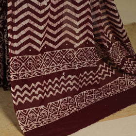 Brown - mul cotton hand batik saree 65 - handcrafted