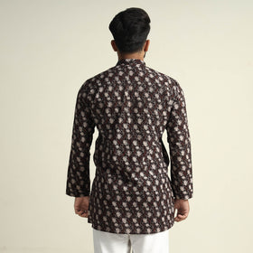  Bagru Block Printed Cotton Men Short Kurta 