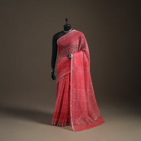 Batik Hand Block Print Kota Doria Cotton Saree 22