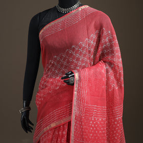 Batik Hand Block Print Kota Doria Cotton Saree 22