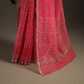 Batik Hand Block Print Kota Doria Cotton Saree 22
