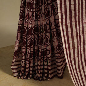 Brown - mul cotton hand batik saree 66 - handcrafted