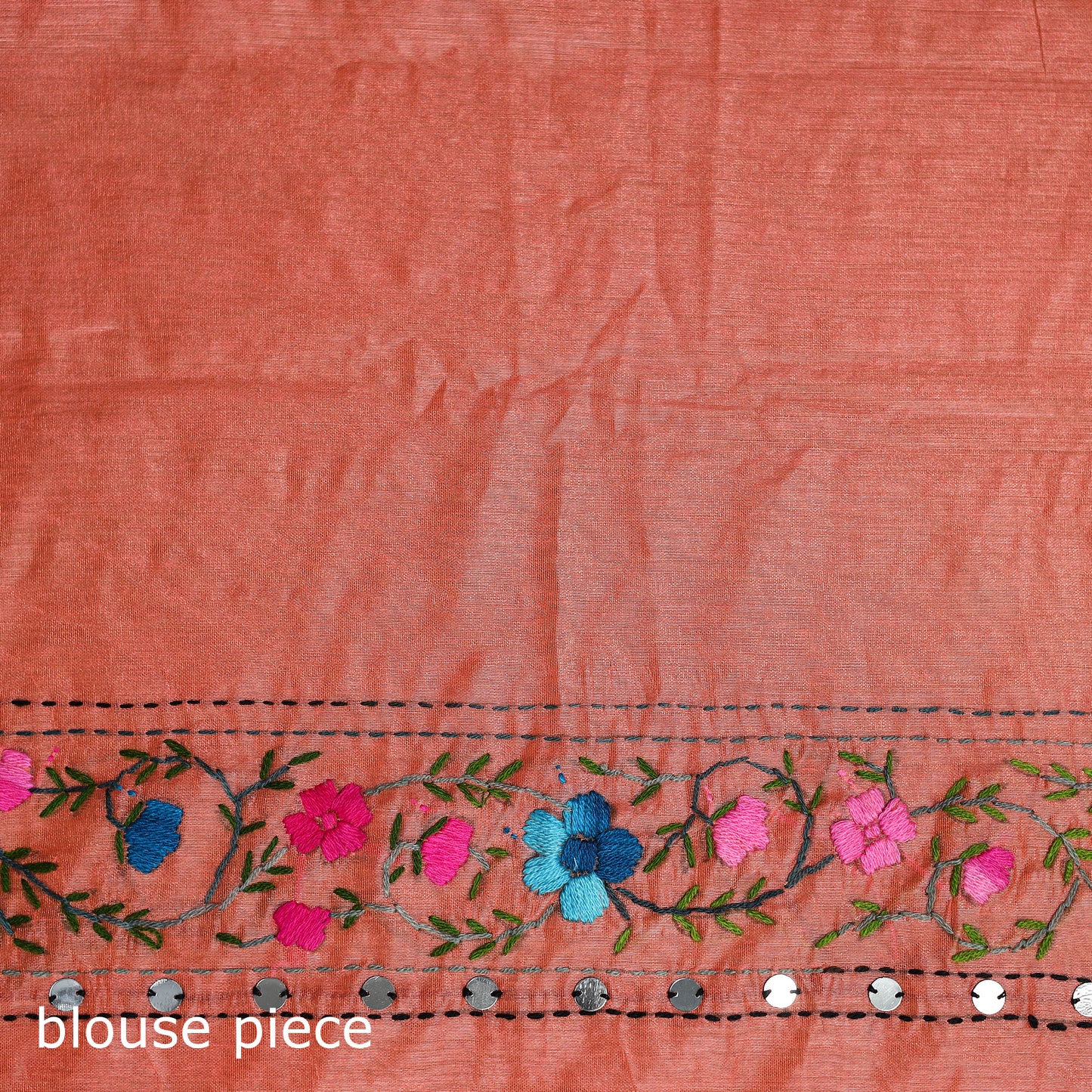 Orange - Phulkari Hand Embroidered Chanderi Silk Chapa Work Saree 28