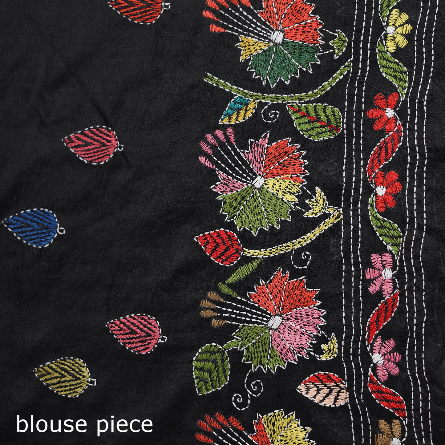 Bengal Hand Embroidered Bangalore Silk Pure Handloom Kantha Saree 02