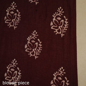 Brown - mul cotton hand batik saree 66 - handcrafted