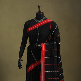 Black - handwoven cotton begumpuri saree 10 - handcrafted