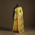Yellow - Phulkari Hand Embroidered Chanderi Silk Chapa Work Saree 30