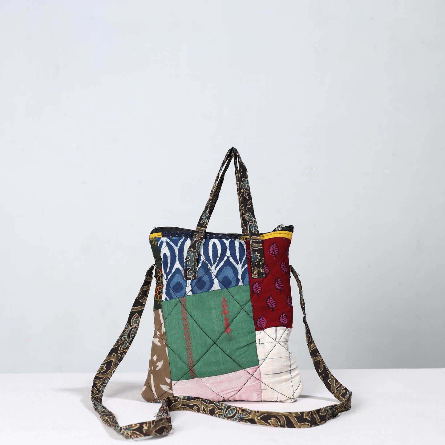 Multicolor - Handmade Quilted Cotton Patchwork Sling Bag 17