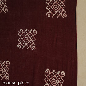 Brown - mul cotton hand batik saree 67 - handcrafted