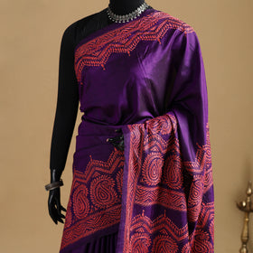 Bengal Hand Embroidered Bangalore Silk Pure Handloom Kantha Saree 05