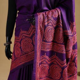 Bengal Hand Embroidered Bangalore Silk Pure Handloom Kantha Saree 05