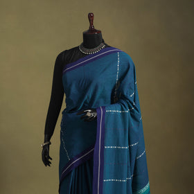 Blue - handwoven cotton begumpuri saree 11 - handcrafted