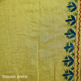 Yellow - Phulkari Hand Embroidered Chanderi Silk Chapa Work Saree 30