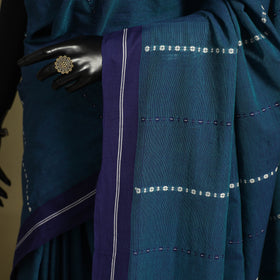 Blue - handwoven cotton begumpuri saree 11 - handcrafted