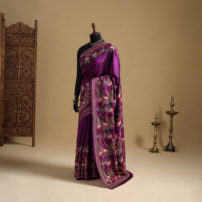 Bengal Hand Embroidered Bangalore Silk Pure Handloom Kantha Saree 06
