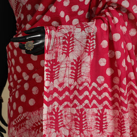 Pink - mul cotton hand batik saree 68 - handcrafted