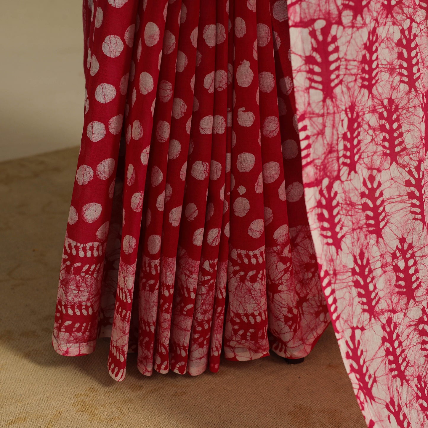 Pink - mul cotton hand batik saree 68 - handcrafted