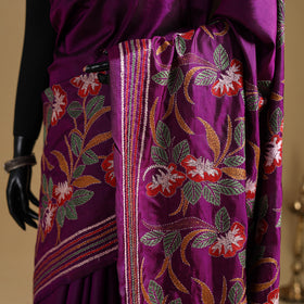 Bengal Hand Embroidered Bangalore Silk Pure Handloom Kantha Saree 06