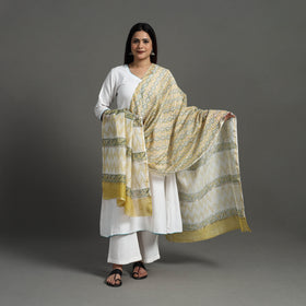 Yellow - handloom chanderi silk sanganeri dupatta 04