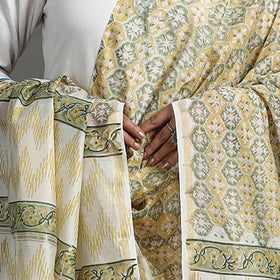 Yellow - handloom chanderi silk sanganeri dupatta 04