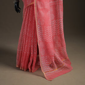 Batik Hand Block Print Kota Doria Cotton Saree 25