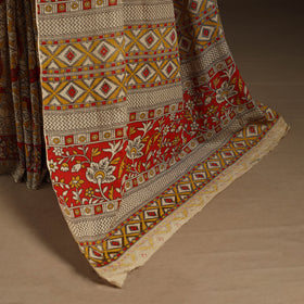 Yellow - printed cotton nellore kalamkari saree 76