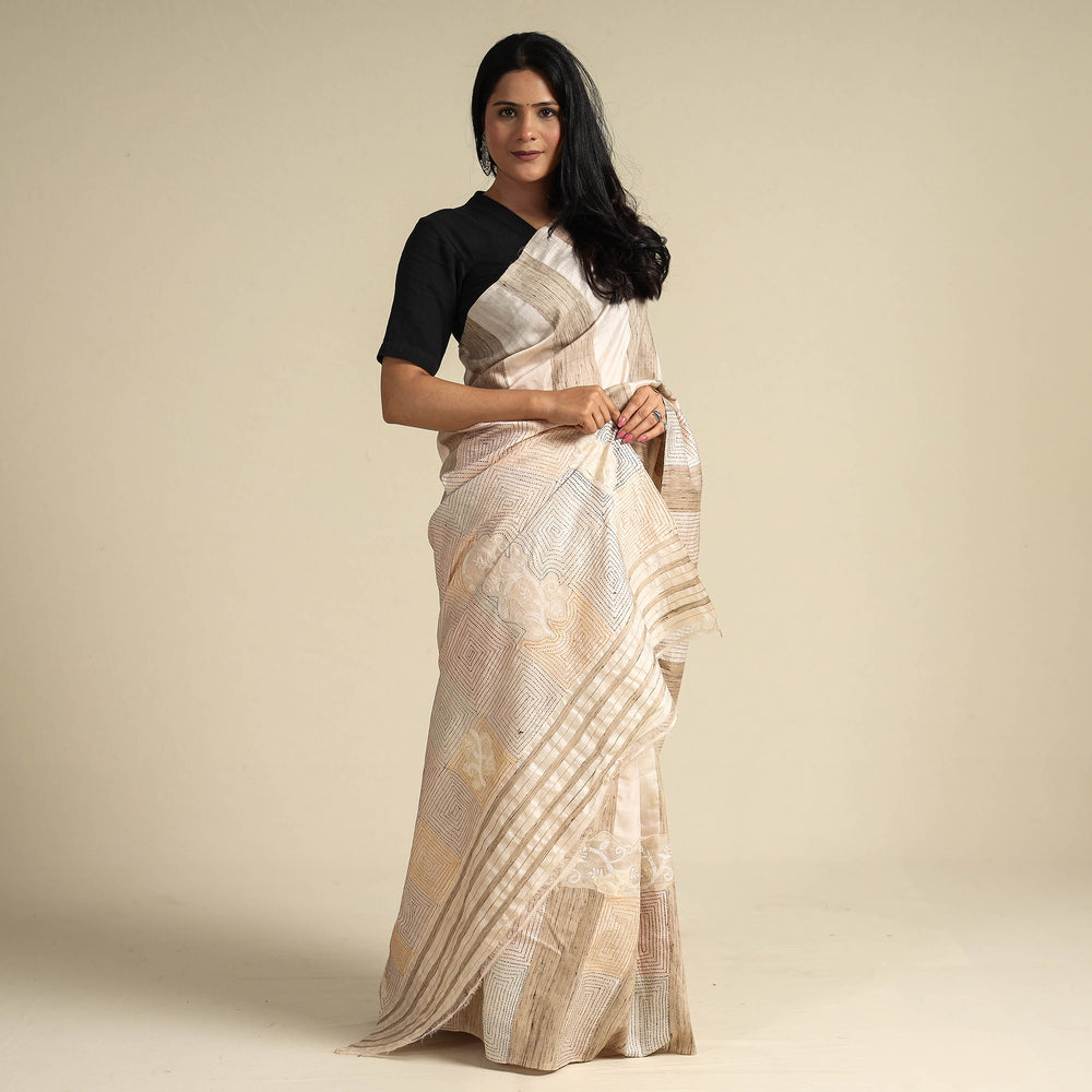 Kantha embroidery Saree