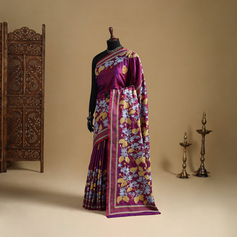Bengal Hand Embroidered Bangalore Silk Pure Handloom Kantha Saree 08