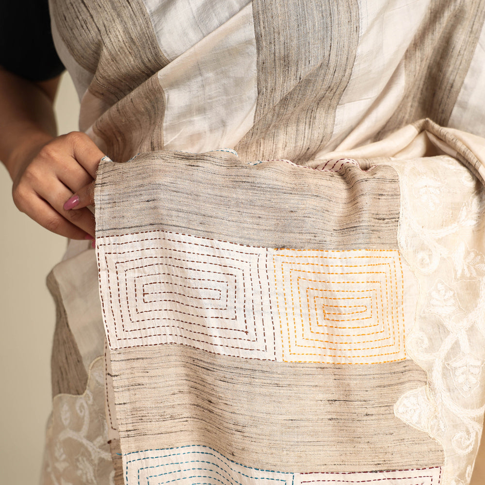 Kantha embroidery Saree