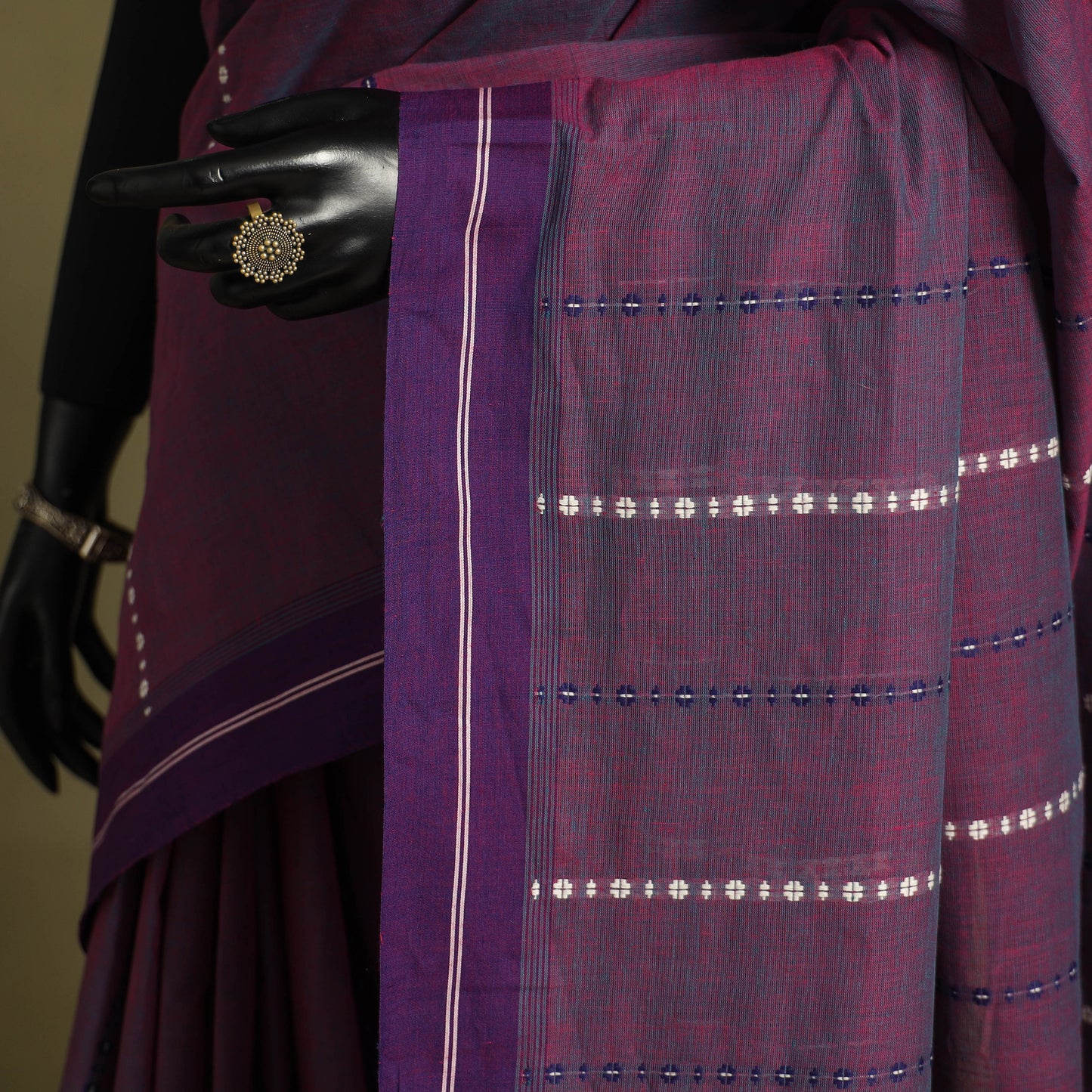 Purple - handwoven cotton begumpuri saree 13 - handcrafted