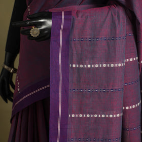 Purple - handwoven cotton begumpuri saree 13 - handcrafted