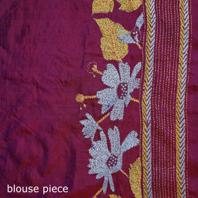 Bengal Hand Embroidered Bangalore Silk Pure Handloom Kantha Saree 08