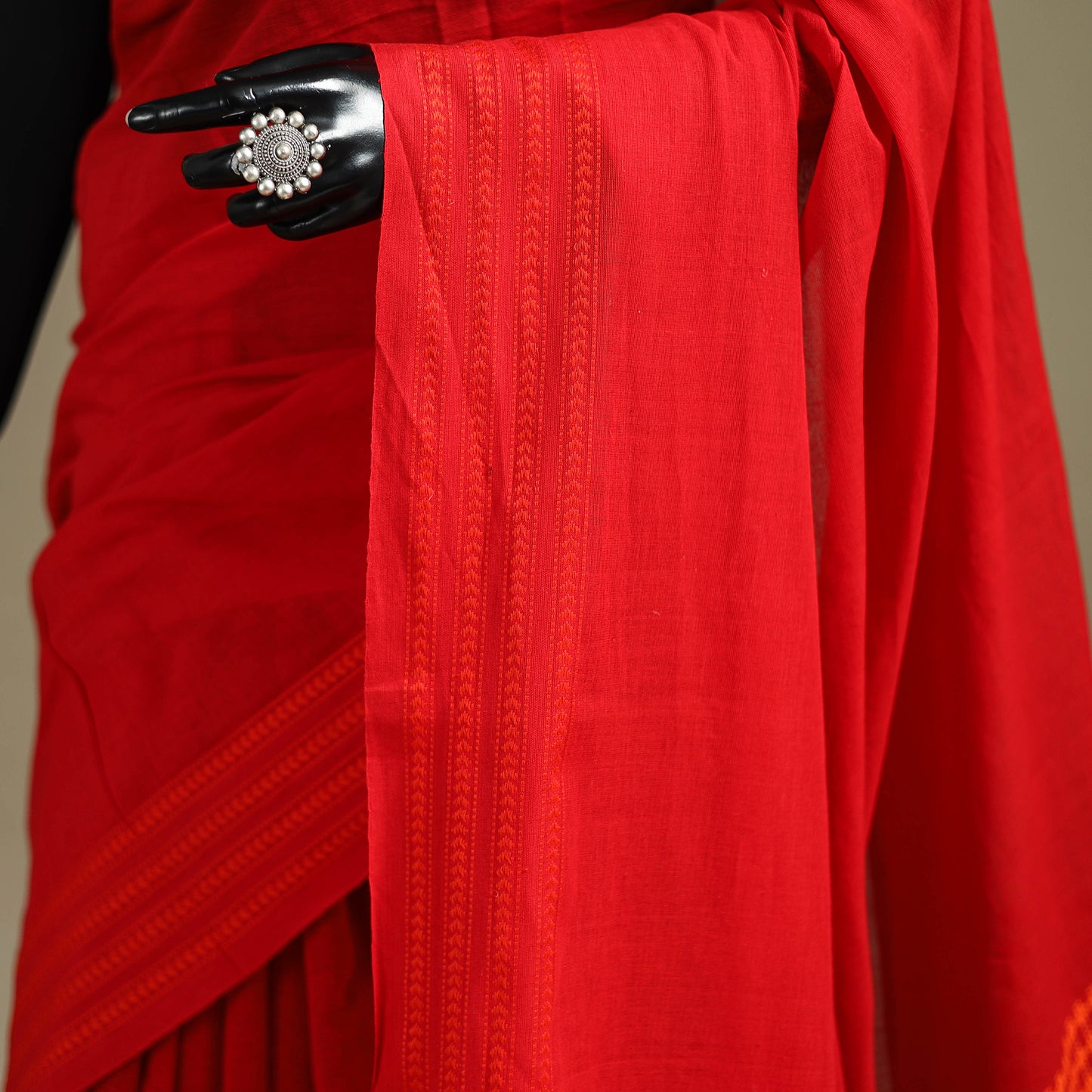 Red - Bengal Handwoven Cotton Begumpuri Saree 07