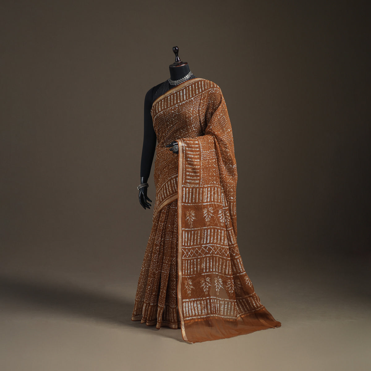 Batik hand block print kota doria cotton saree